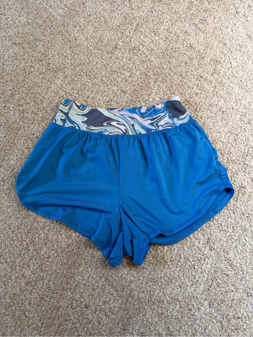 SO Blue Women's Athletic Shorts with Swirl Waistband